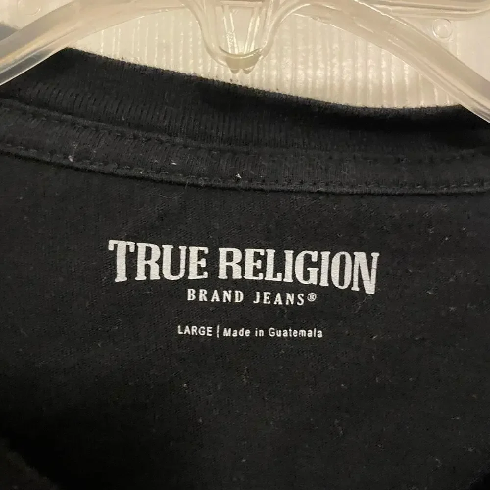 True Religion black logo front tee size large